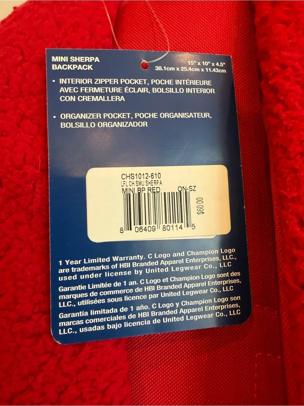 CHAMPION Red Sherpa Mini Logo Backpack